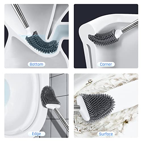 Sellemer Silicone Toilet Brush, Ventilation Slots Base Holder 4 Pack, White - color: White-4pcs