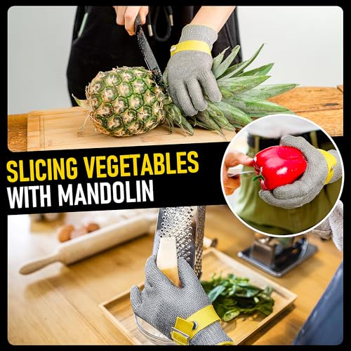 COOLJOB A9 Food Grade Cut Resistant Gloves for Kitchen Chef Butcher, S-XL - size: Small