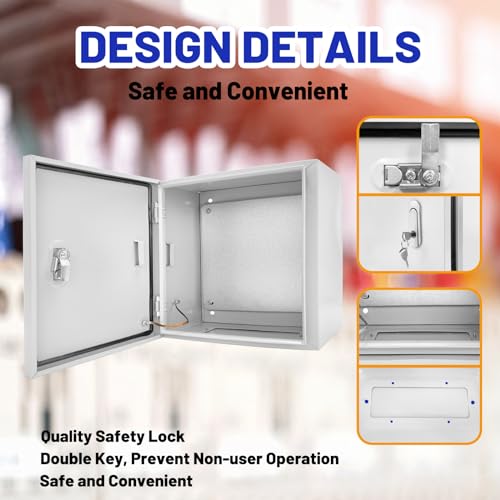 Electrical Junction Box 24x24x8, NEMA 4X IP66 Steel Enclosure Box - size: 24 x 24 x 8''