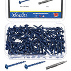Glarks 100pcs #8 x 1-1/4’’ Pocket Hole Screws with Square Drill Bit Kit, Blue Coated Square Drive Wood Screws, Washer Head Coarse Thread Screw for Woodworking, Furniture - size: 100pcs 8x1-1/4