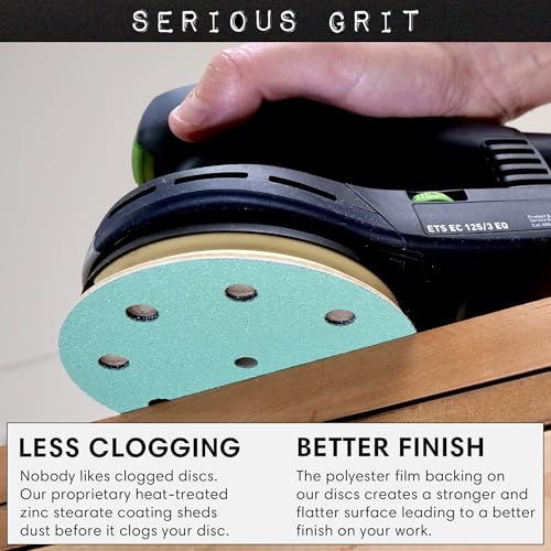 Serious Grit - 5-Inch 9-Hole P60 Grit Sanding Discs - 25 Pack Box - size: 60 Grit