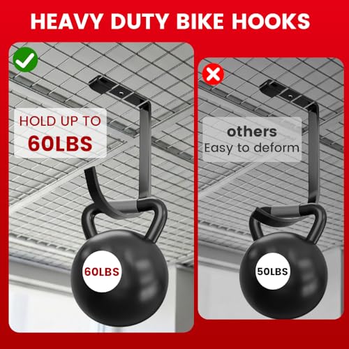 Bike Hooks for Garage Ceiling Mount Rack, Add on Storage Flat Hook, 8 Pack - color: Black-8Pack