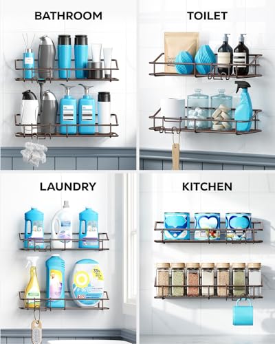 Nieifi Shower Caddy Adhesive, Shower Shelves, Shampoo Holder for Bathroom - color: Brown, size: 3 Pack