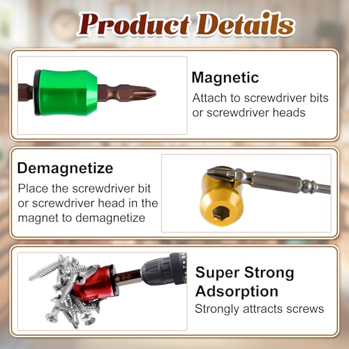 2Pcs Screwdriver Head Magnetic Ring, Strong Magnetic Screw Ring Set Removable Household Tool for Drills, Universal Bit Holder for Hex Screwdrivers & Power Bits (Red+Yellow)