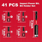 GEINXURN Impact Tough Phillips Square Torx 1 in. Insert Driver Bits, 41Pack T20/T25/PH2/SQ2 Screwdriver Power Bits Set with 1Pcs Impact Bit Holder - size: MIX-41PCS