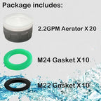 Faucet Aerator 1.2 GPM Flow Restrictor Plug-In Faucet Aerator Replacement Parts for Bathroom or Kitchen (white 20 Pieces)