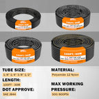 CheeMuii 288PCS Brass DOT Air Line Fittings with 4 Roll 100FT DOT Air Lines - size: 100FT-4ROLL-288PCS