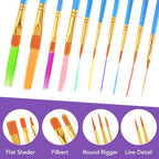 AROIC Acrylic Paint Brush Set, 12pack/120pcs Nylon Hair Paint Brushes - size: 120pcs-blue