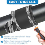 2 Pcs 1-1/2 IN Flexible PVC Pipe Coupling with Stainless Steel Clamps Fit 1-1/2 IN Nominal Pipes, Couplers for Plastic and Copper Pipe Plumbing Connections, Drain Repair, Dust Hose - size: 1-1/2 in