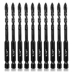 Concrete Drill Bit Set 10 Pcs, 1/4" Masonry Drill Bits, Hex Shank - size: 1/4", 10 Pcs