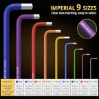 AMTOVL Hex Key Set, 9PCS Imperial Allen Key Set, 1/16-3/8Inch,Long Ball End - size: 9 PCS SAE SET