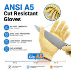 A5 Cut Resistant Gloves, Food Grade Kitchen Safety Gloves - color: Beige, size: Small