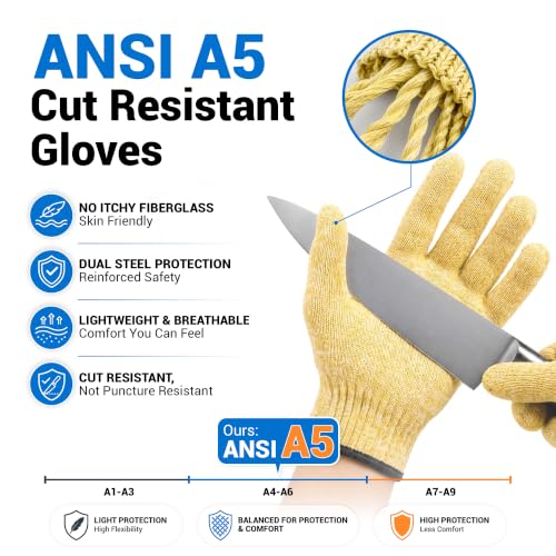 A5 Cut Resistant Gloves, Food Grade Kitchen Safety Gloves - color: Beige, size: Small