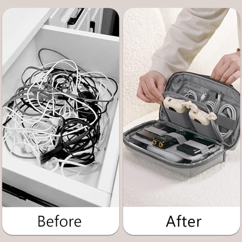 Kaxich Travel Electronics Organizer Pouch, Portable Cable Organizer Case - color: Black