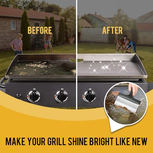 AWEASROY Heavy Duty Griddle Scraper for Blackstone with 5" Handle(2 Pack) - color: Black 2 Pcs