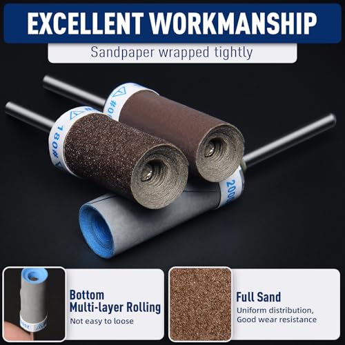 10Pcs 2500 Grit Sanding Drums Sandpaper Sticks Set for Dremel Rotary Tool with 1/8" Shank, Sanding Bits Kit Rotary Tool Accessories for Metal Rust Removal/Jade Polishing/Stone Grinding (2500 Grit) - style: 2500 Grit