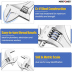MAXPOWER 4-Pc Adjustable Wrench 6" 8" 10" 12", Smooth Parallel Jaw - size: 6" 8" 10" 12"