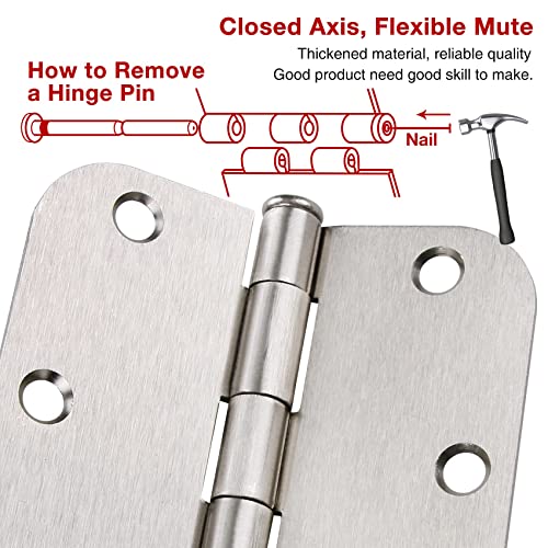 TDCHINGES Rounded Door Hinges Brushed Nickel 3.5 Inch 5/8" Radius 18 Pack - color: Satin Nickel-Rounded, size: 18 Pack