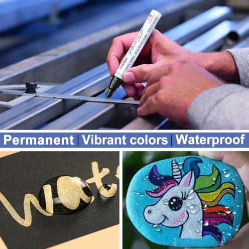 Overseas White & Black Paint Pens Permanent Markers, 2 Oil Based Makrers - color: White & Black
