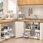 Sevenblue 3-Pack 2-Tier Under Sink Organizers with Sliding Drawers - color: White, size: 14.8 Inch