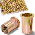 1/4-20 Rivet Nut,115Pcs Zinc Plated Threaded Inserts Rivnuts - color: Yellow, size: SAE 1/4"-20 - 115 Pcs