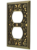 Amerelle 65DAB Filigree Wallplate, 1 Duplex, Antique Brass - size: 1 Duplex