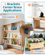 4 Inch L Bracket Corner Brace, 90 Degree Angle Iron, Black 16Pcs - color: Black-16PCS