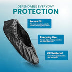Waterproof Shoe Covers – Non-Slip, Disposable CPE Boot Covers, Black, 100 Pack - style: Black Bag of 100