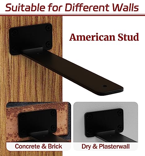 12 Inch Shelf Brackets, 8 Pack Floating Shelf Bracket, 1/5" Thick - size: 12 Inch, style: 8 Pack