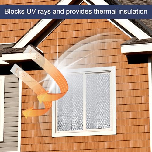 DGSL Double Reflective Bubble Foil Insulation Foam, 47IN X 15FT Window Insulation for Summer Heat Reflective Window Film for Window, Garage Door, RV, Roof - size: 47 in x 15 ft