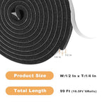 Foam Insulation Tape self Adhesive,1/2In x 1/4In x99Ft Weather Stripping for Doors and Windows,Sound Proof soundproofing Door Seal,Weatherstrip,Pipe Cooling, Air Conditioning Seal Strip - size: 1/2 in x 1/4 in x 99 ft