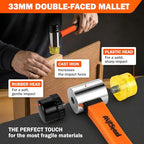 AV Steel 5-Pack Mallet Hammer Set - 32oz Rubber Mallet, 33mm Double-Faced Mallet, 16oz Claw Hammer, 16oz Ball Peen Hammer & 3lb Sledge and Gloves for DIY and Home Repair