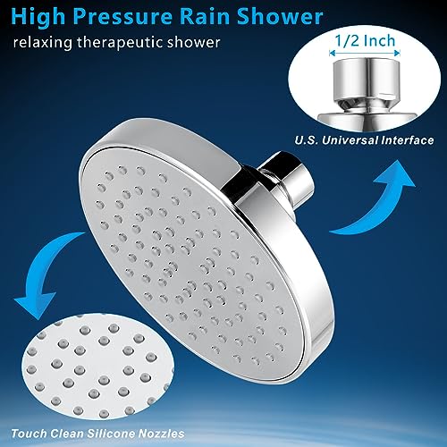 High Pressure Shower Head - 4.7“ Powerful Bathroom Pressure Boosting Rain Showerhead - Perfect Universal Replacement for Rainfall Shower Heads (2 Pack, Chrome) - style: 2 Pack Chrome