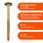 GRK Fasteners #8 x 1 Low-Profile Cabinet Washered Screws, 200 PCS - color: Brass, size: #8 x 1"