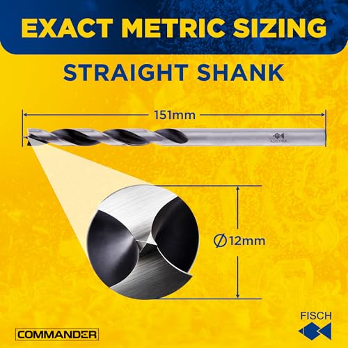 Premium Brad Point Drill Bit - High-Accuracy Woodworking Size: 12mm x 151mm - size: 12 mm x 151 mm (Pack of 1)