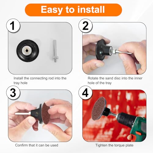 HARFINGTON 53pcs Quick Change Discs Set 3" Lock Sanding Discs with 1/4" Shank Pad Holder 36/60/80/120/240 Grit Surface Conditioning for Polish Rust Removal - size: 3"