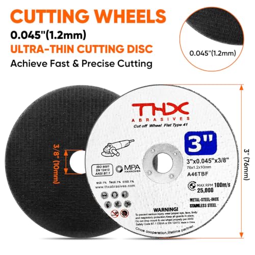 THX 3 Inch Cut Off Wheel,Long-Lasting Thin Cutting Wheel,28 Pack - size: 3" x 0.045" x 3/8"