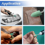 39 Pcs Rubber Polishing Drill Bits,Green Buffer Abrasive Bits Metal Polish Tips Rotary Tool Accessories Bullet Cylinder T Shape Rubber Wheel Bit 3 mm Mandrel