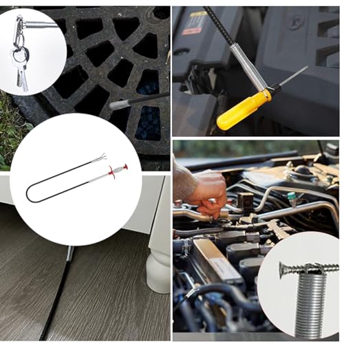 61 Inch Drain Snake Hair Clog Remover, Flexible 4-Claw Grabber Tool