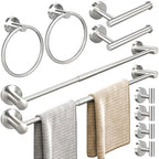 10pcs Brushed Nickel Retractable Bathroom Hardware Set - color: 10pcs 24" Brushed Nickel