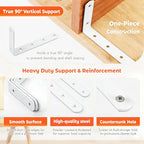 Shelf Bracket 4 Pack 5" Lx3 H 5mm Thick Heavy Duty White L Brackets - color: White-4pack, size: 5"Lx3"Wx0.78"W