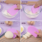 Sapid Silicone Bowl Scraper Flexible Curved Edge Dough Scraper Baking Bread - color: Purple