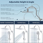 Hibbent All Metal cUPC Certified High Pressure Rainfall 10'' Shower Head - color: Chrome, style: Square 10''