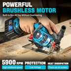 Cordless Circular Saw, 6"Brushless Circle Saw with 2x6.0Ah Battery