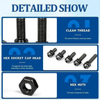 NINDEJIN M6 Button Head Socket Cap Bolts Screws, Metric M6 x 8/10/12/14/16/18/20/25/30mm Screws Bolts Nuts Assortment Kit, 146Pcs Allen Hex Drive, Black Oxide, 10.9 Carbon Steel, Fully Threaded - size: 146PCS M6 8mm-30mm