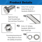 1/4x1-1/2 Hex Bolts Set, 20Pcs 1/4"-20 Nuts and Bolts Assortment Kit - size: 1/4-20*1-1/2 Set