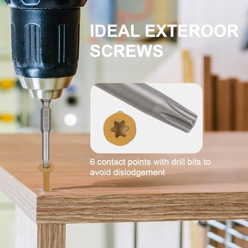 Deck Screws #10 x 2-1/2’’, T25 Star Torx Drive Flat Head Wood Screws, Tan, 5lb - color: Tan, size: 10X2-1/2’’