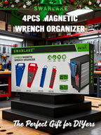 SWANLAKE 4-Pack Magnetic Wrench Organizer Toolbox Holder, 2PCS 15-Slot and 2PCS 12-Slot Wrench Organizers, SAE & Metric Ratchet Holders for Tool Box - style: 54-Slot Red&Blue
