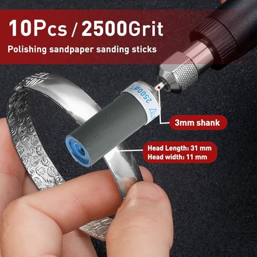 10PCS 2500 Grit Sanding Drums for Rotary Dremel Tool - size: 2500 Grit
