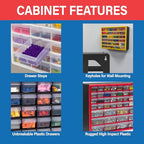 Akro-Mils 24-Drawer Plastic Storage Cabinet, 20" W x 6" D x 16" H, White - color: White, size: 24 Drawer, style: 1 Pack